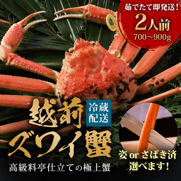 【10月末迄先行予約10%引】【11/8～12/20、1月到着分】越前がに 700g～900g｜茹でたて冷蔵・着日指定可・捌き済み選択可