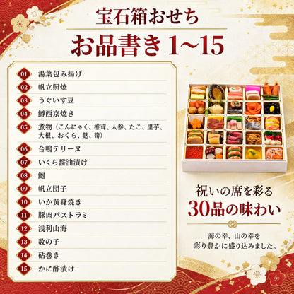 宝石箱おせち 30品｜2〜3人前・一段重｜福井の日本料理 やなぎ町