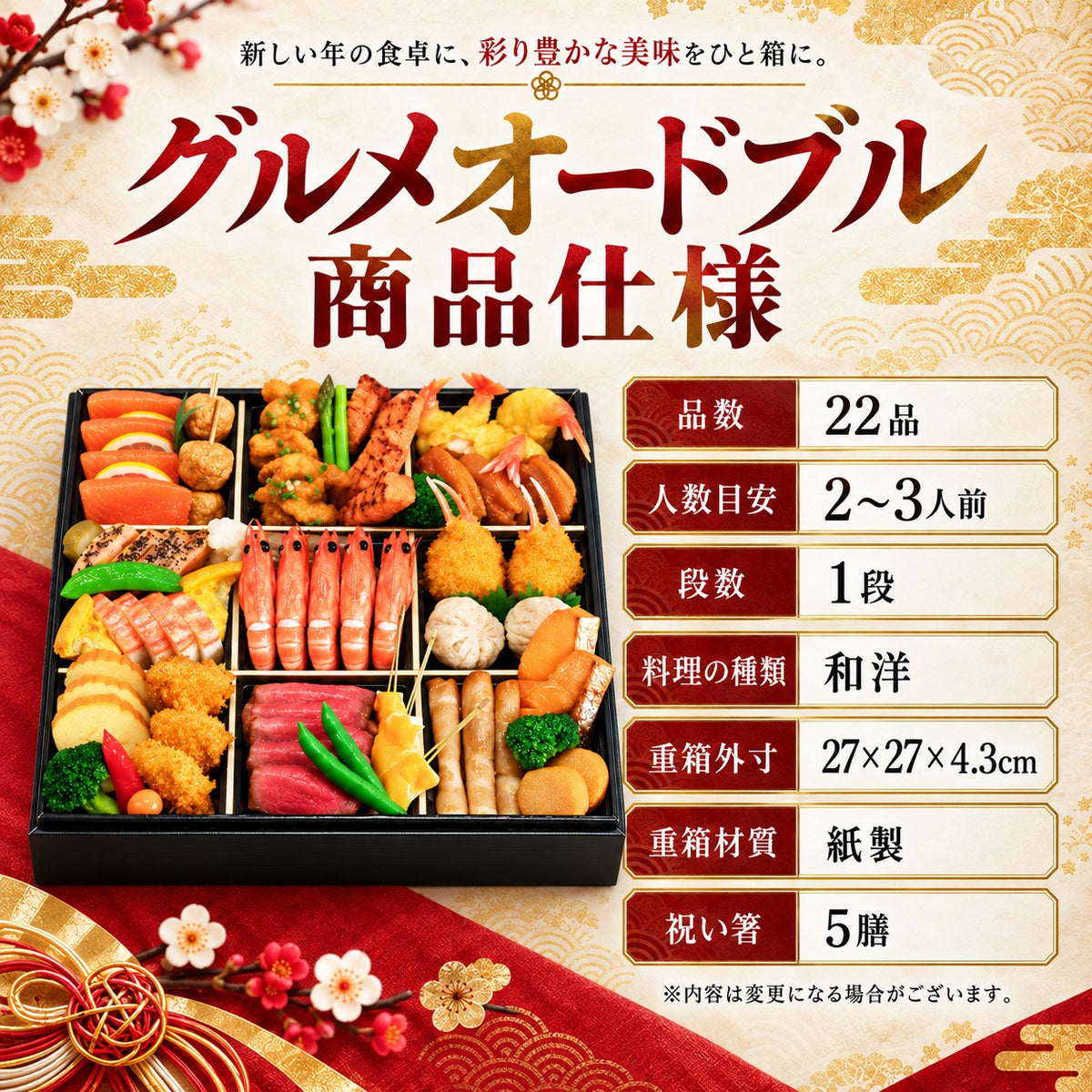 グルメオードブル 22品｜2〜3人前・一段重｜福井の日本料理 やなぎ町