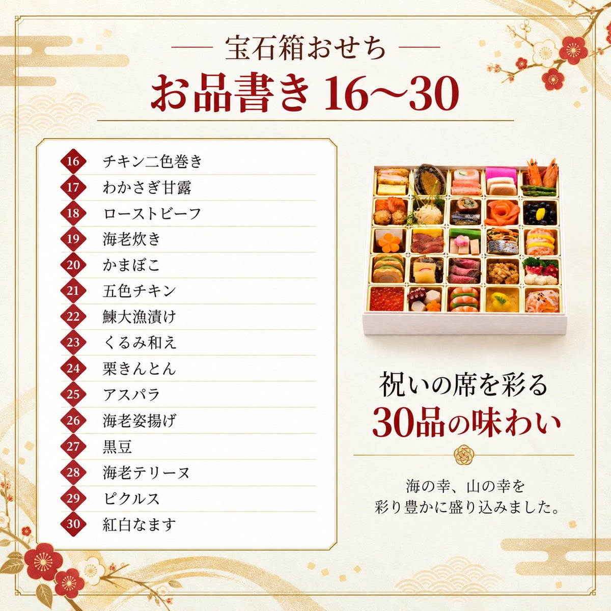 宝石箱おせち 30品｜2〜3人前・一段重｜福井の日本料理 やなぎ町