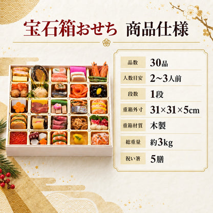 宝石箱おせち 30品｜2〜3人前・一段重｜福井の日本料理 やなぎ町